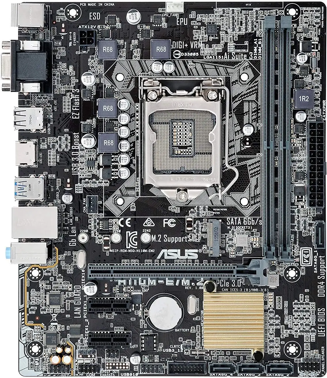 Placa base ASUS H110M-E/M.2 LGA 1151 Actualización de BIOS CPU 6.ª generación i7-7700 i5-7500 i7-6700K i5-6500 i5-6400 i7-6700 M.2 DDR4 Micro ATX
