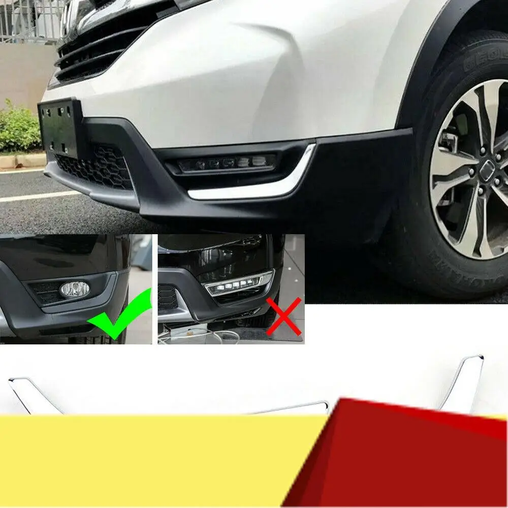 Front Fog Light Lower Cover Eyelid Trim Chrome For Honda CR-V CRV 2017 2018 2019-M53K