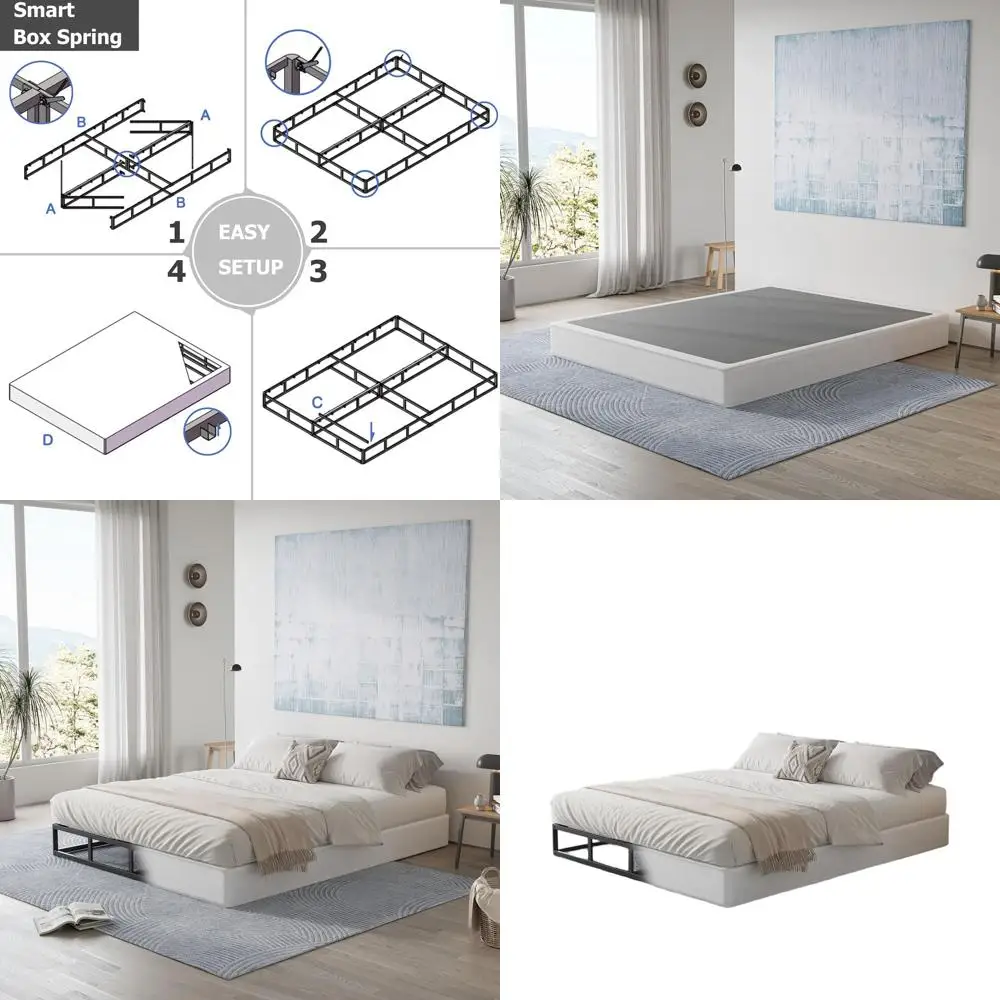 

5 Heavy Duty Low Profile Metal Mattress Foundation, Noiseless, Easy Assembly