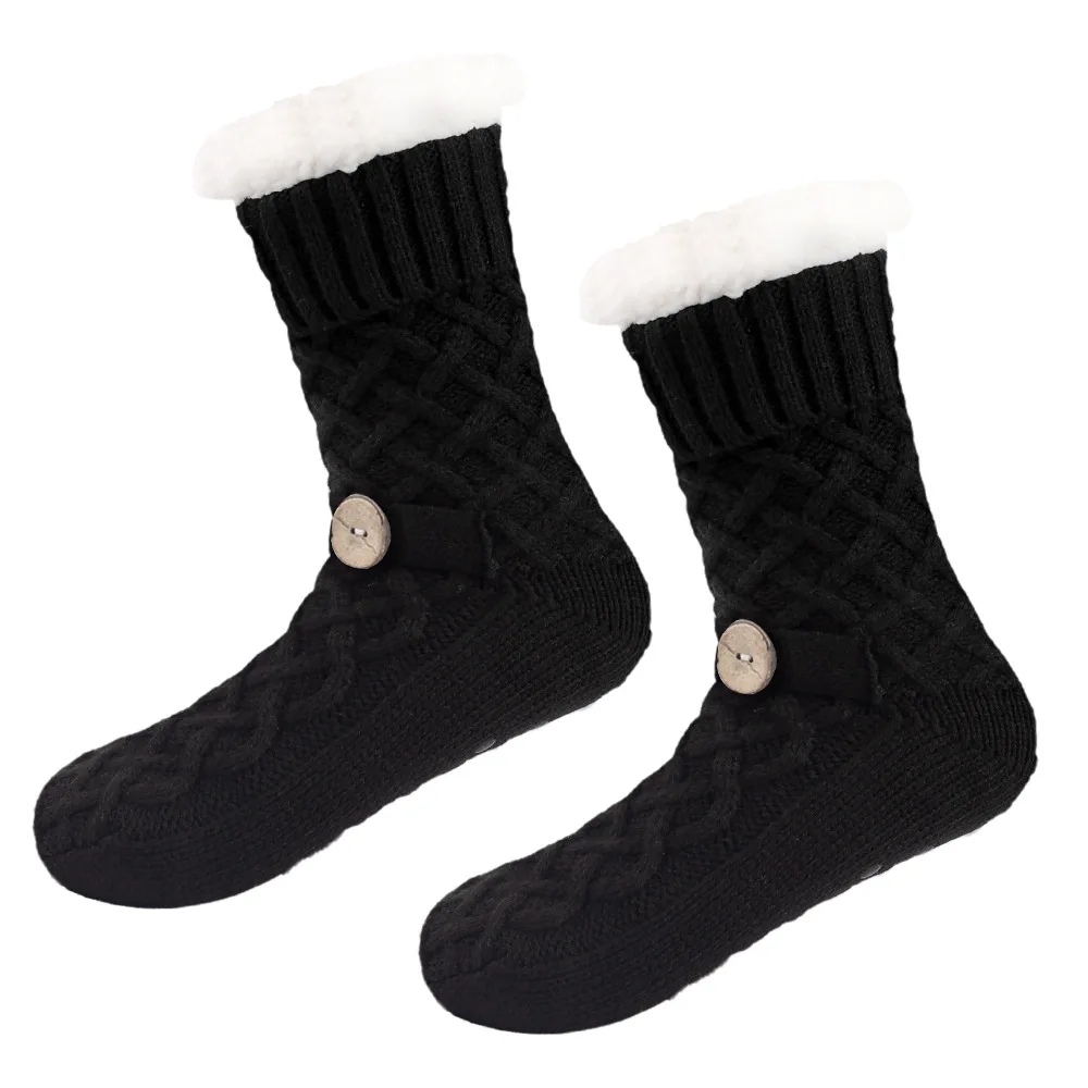 New Women's Christmas Button Socks Autumn Winter Snow Socks Floor Socks Thickened With Velvet Socks