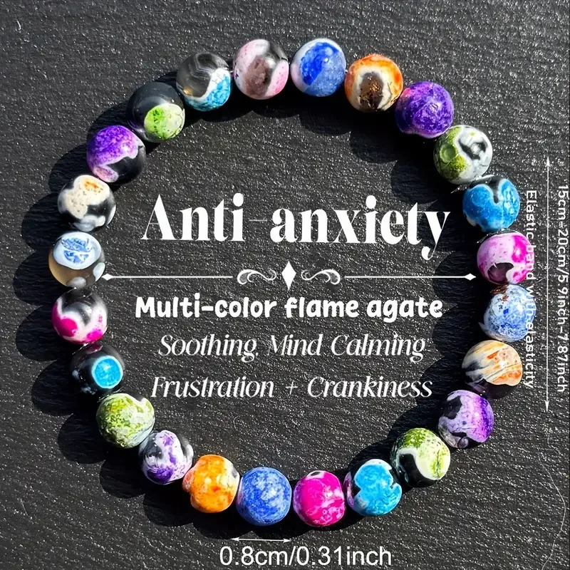 Bunte Natürliche Stein Armband Für Frauen 8MM Perlen Elastische Kette Wrap Armreif Weibliche Böhmen Partei Schmuck Zubehör