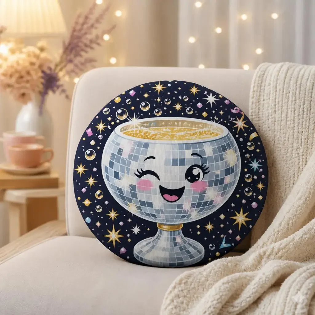 New Year Disco Ball Champagne Pillow Sparkling Party Plush Cushion Shaped Stuffed Throw Pillow Celebration Home Decor Gift