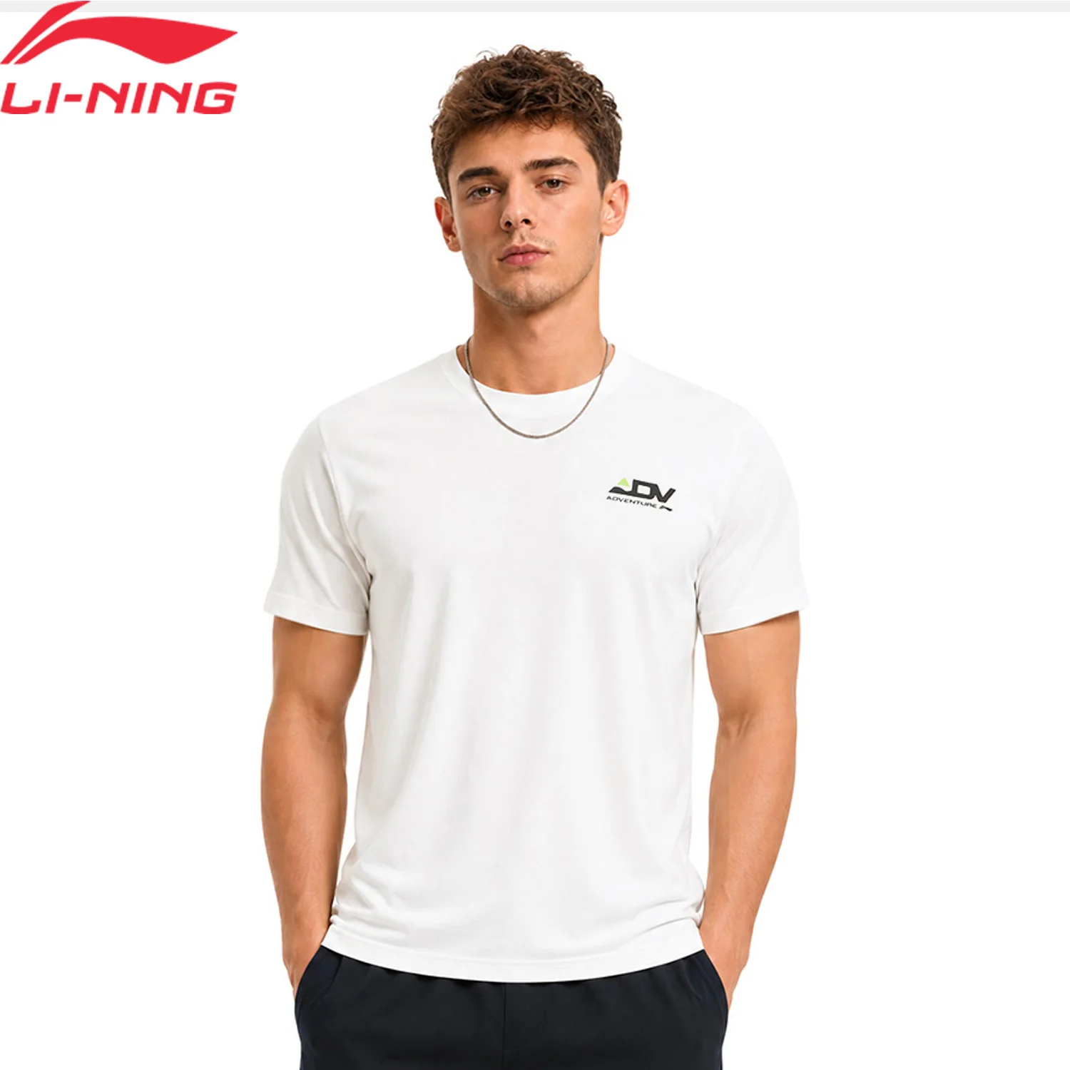 Li-Ning Men's Running T-shirt 100%Polyester Regular Fit Breathable Round Neck LiNing Short Sleeve Tee ATSW153