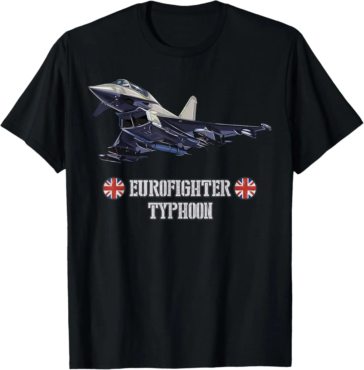 Avión De Combate Británico Eurofighter Typhoon Camiseta T-shirt Short Sleeve Casual 100% Cotton Shift