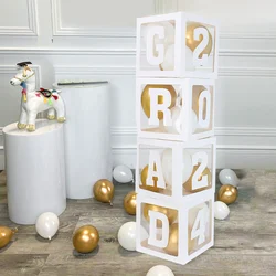Graduation Party Theme Decor Transparent Letter Box Balloons Boxes GRAD 2024 New Congratulation Graduation Party Decorations