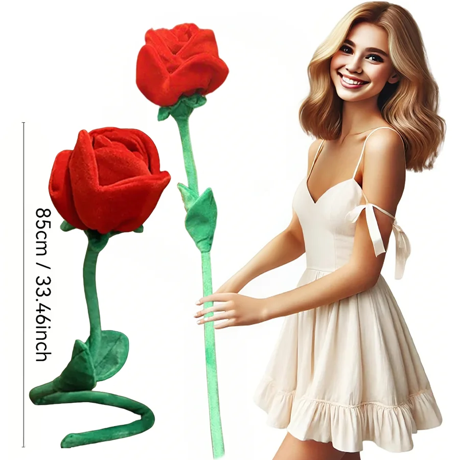 85cm Large Red Plush Artificial Rose Bouquet Stuffed Bendable Bouquet Soft Floral Home Decoration Valentine's Day Mother's Day g