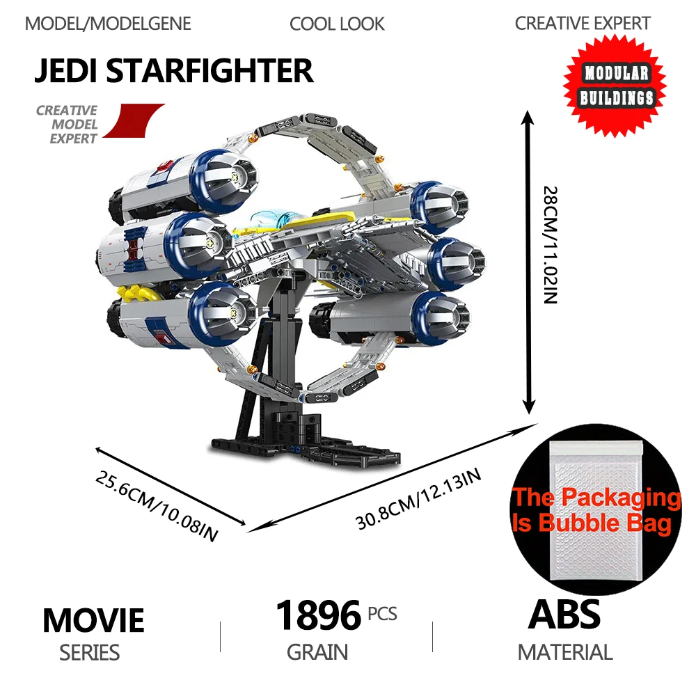 Ruimte Slagschip Bouwstenen Ruimteschip Starfighter MOC Model Bricks Kits Desktop Decoratie Kinderen Speelgoed Verjaardagscadeautjes - afbeelding 1
