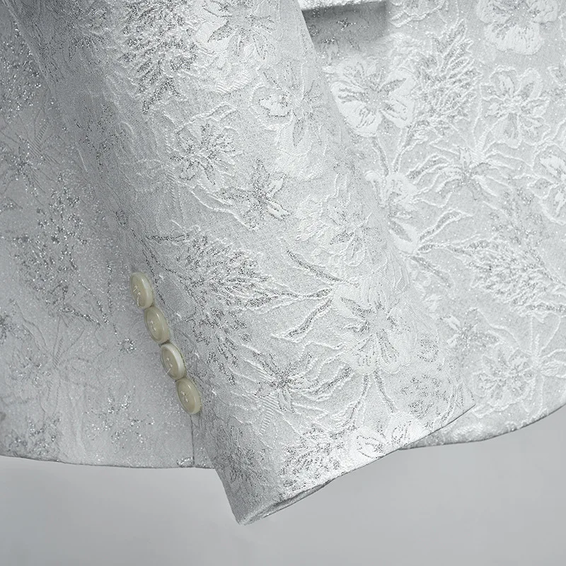 KIDWHXR البدلة مجموعات الرجال التباين اللون طويلة الأكمام السترة الذكور مستقيم الساق بانت رجل سليم زهرة مطبوعة الزفاف قطعتين الزي