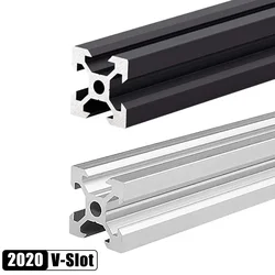 2Pcs Openbuilds 2020 V-Slot Aluminum Profile 100mm-550mm Black/Silver Aluminum Extrusion 20x20mm for CNC 3D Printer Parts