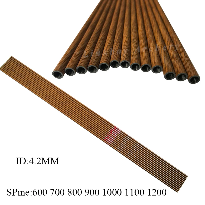 

Linkboy Archery 12PCS Carbon Arrows Wood Skin ID4.2mm Shaft Sp600-1200 Traditional Recurve Bow Hunting