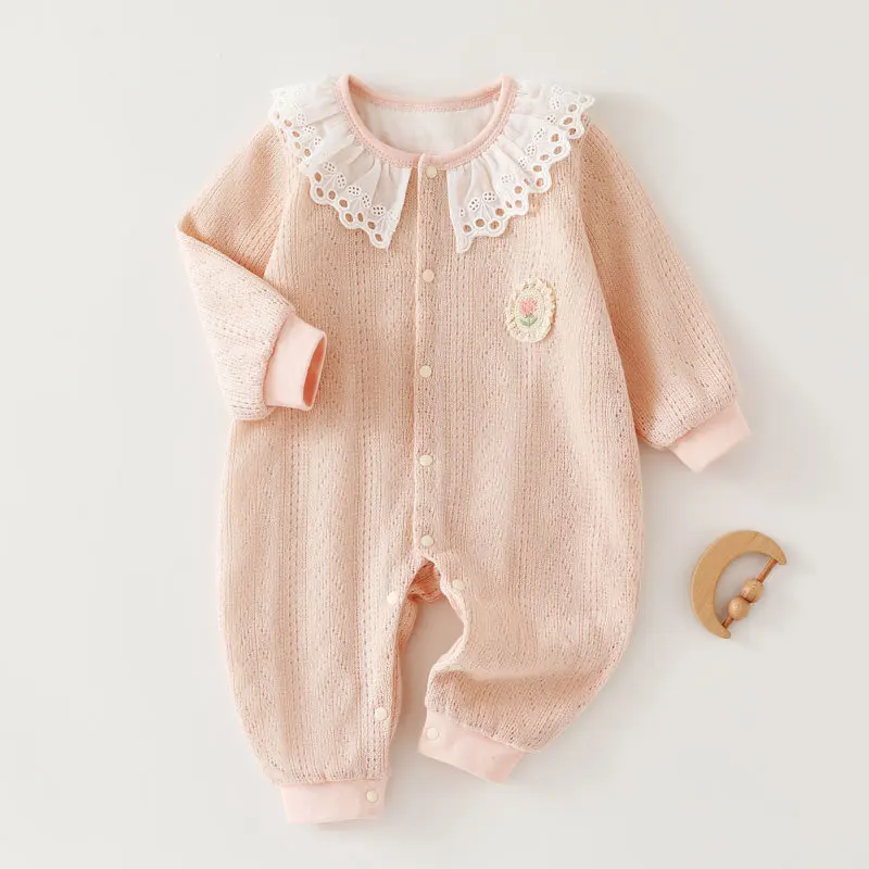 Somenie Autumn and Winter Baby onesie Knitted Baby Girl Romper Climbing Suit Doll Collar Small Fragrant Wind Outer Wear