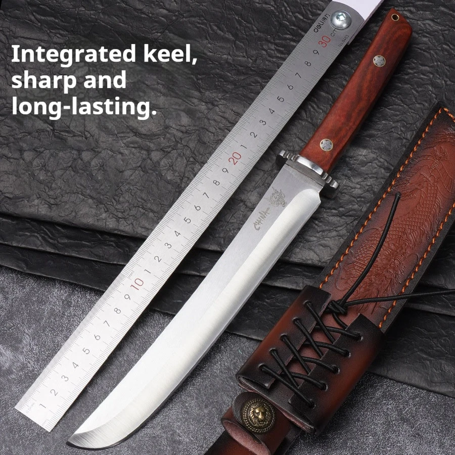

Японский нож Tanto с фиксированным лезвием, 8-дюймовая деревянная ручка с ножнами для выживания, кемпинга, приключений, охоты, прочный острый тактический инструмент