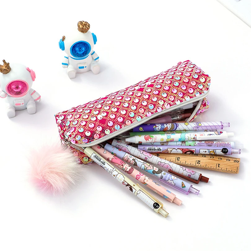 Colorful Sequins Pencil Cases For Girls Kawaii Stationery Pencil Pouch Estuche Trousse School Supplies Pencilcase Pen Case