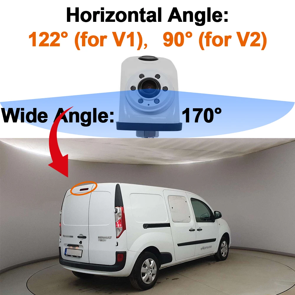 Carsanbo 170° Car Rear View Brake Light Camera Night Vision Waterproof IP68 Support CVBS and AHD Signal Dual Lens Backup Camera
