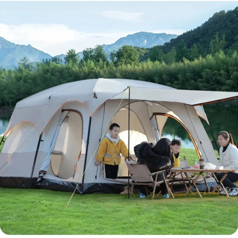 Luxury Villa Outdoor Camping Big Tent Two Rooms and One Hall Easy To Set Up Camping Equipment Family Party Travel Party Big Tent