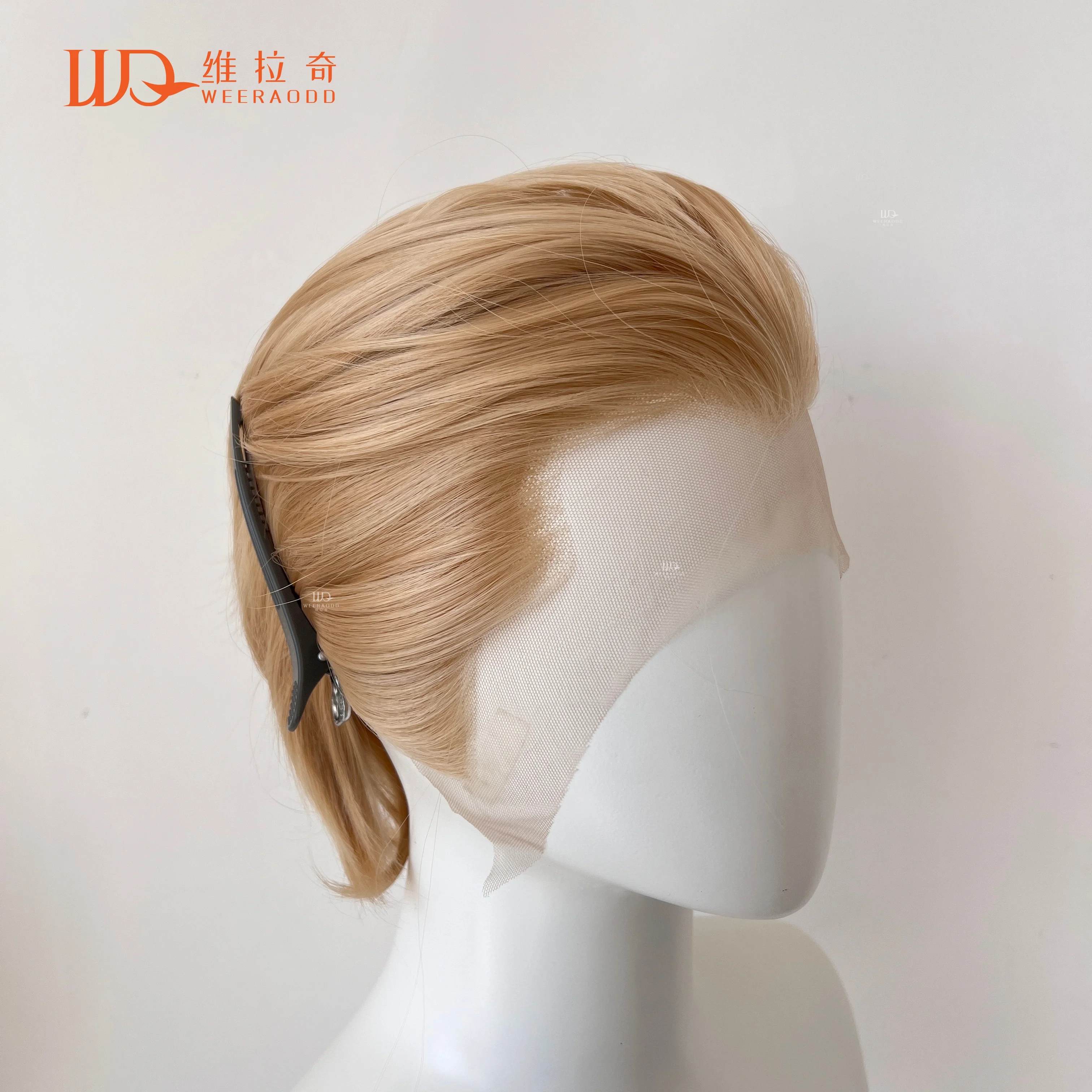 8-inch-golden-blonde-widow’s-peak-short-wavy-bob-wig-13x4-lace-front-glueless-synthetic-heat-resistant-hair-for-cosplay-party