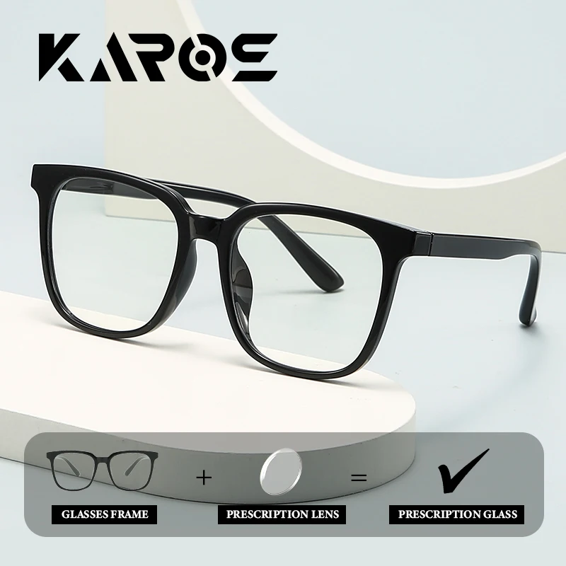 

KAROS Women's Large Round Frame Prescription Glasses Men's Progressive Multifocal Lenses Anti-Blue Light Photochromic Custom
