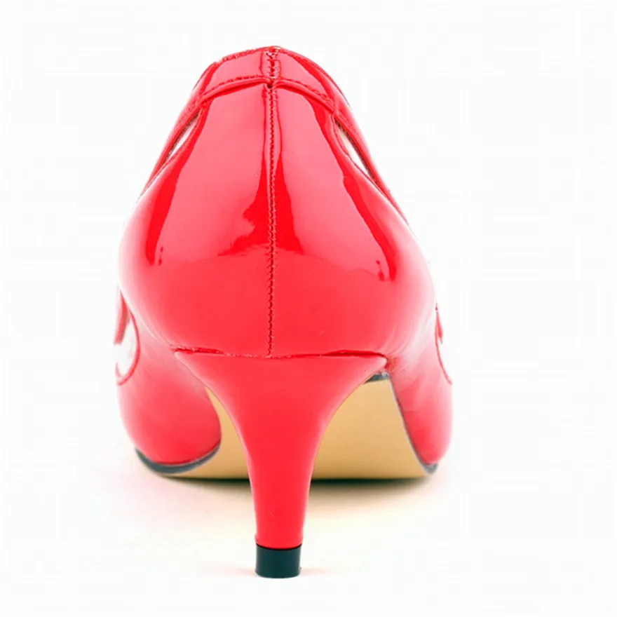 Scarpe da donna con tacco basso in pelle verniciata di moda delle nuove donne punta a punta Sexy PU trasparente spettacolo sottile da donna scarpe