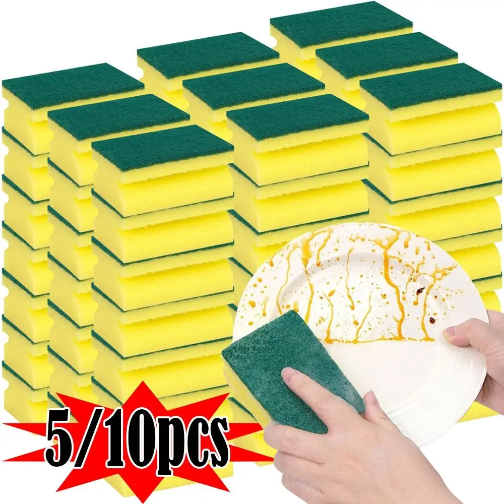 Durable Reusable Dishwashing Sponge Highly Absorbent Rust Removing Cleaning Brush Double-sided Cleaning Wipe Household Cleaning