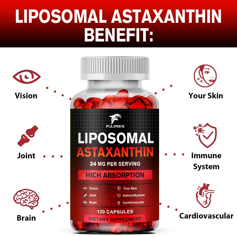 Liposomal Astaxanthin Capsules Supplement - Maximum Absorption, Enhance Immunity, Improve Intelligence, and Strengthen The Heart