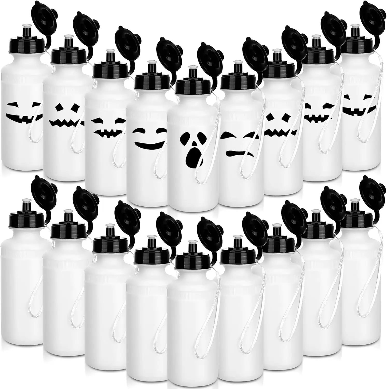 

Reuasble Water Bottles Bulk Operation Christmas Gifts 20 oz Squeeze DIY Water Bottles with Strap for Hallowe