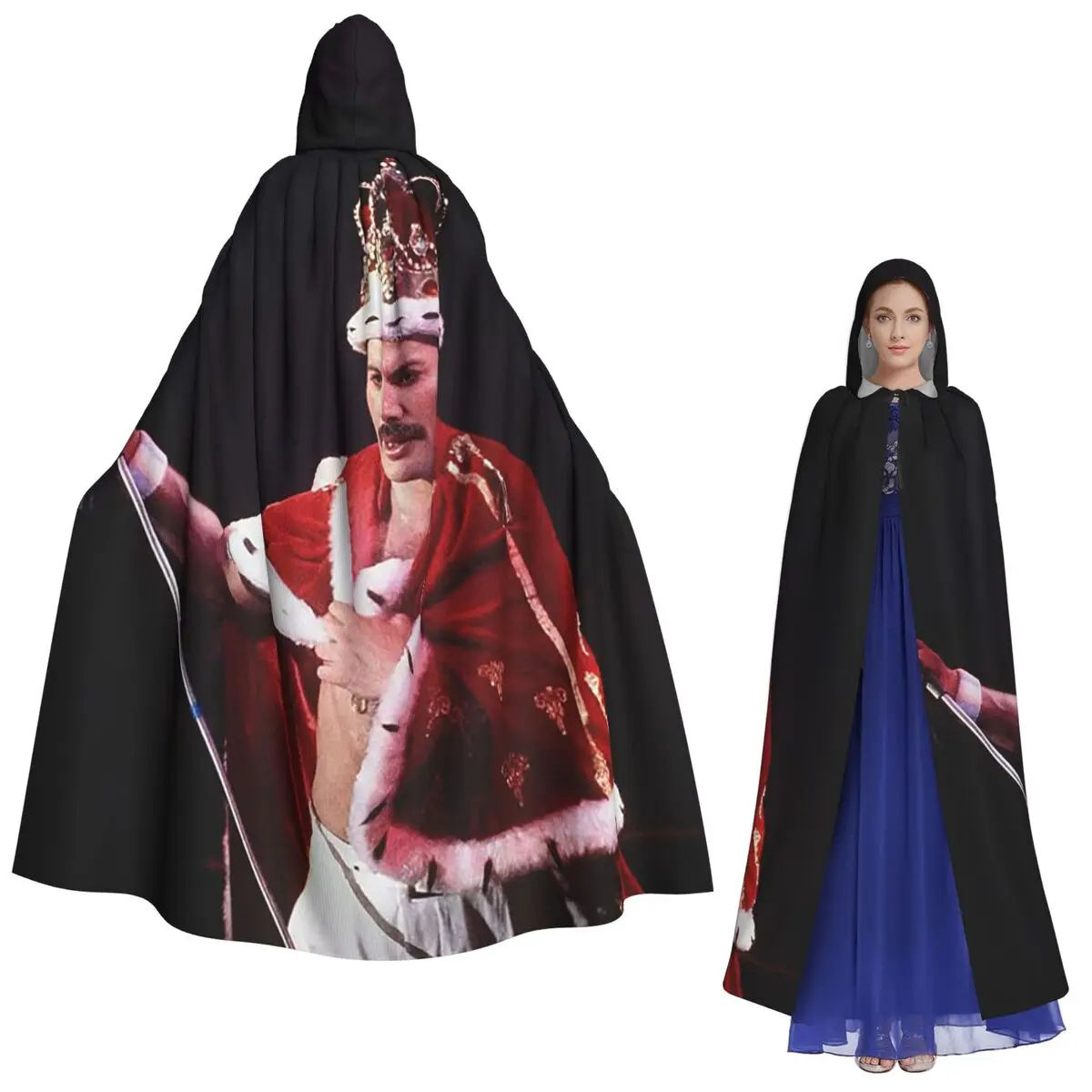 

Длинный плащ с капюшоном Фредди Меркьюри, средневековый костюм ведьмы, накидка для косплея, накидка на Хэллоуин, вечеринка для взрослых, унисекс