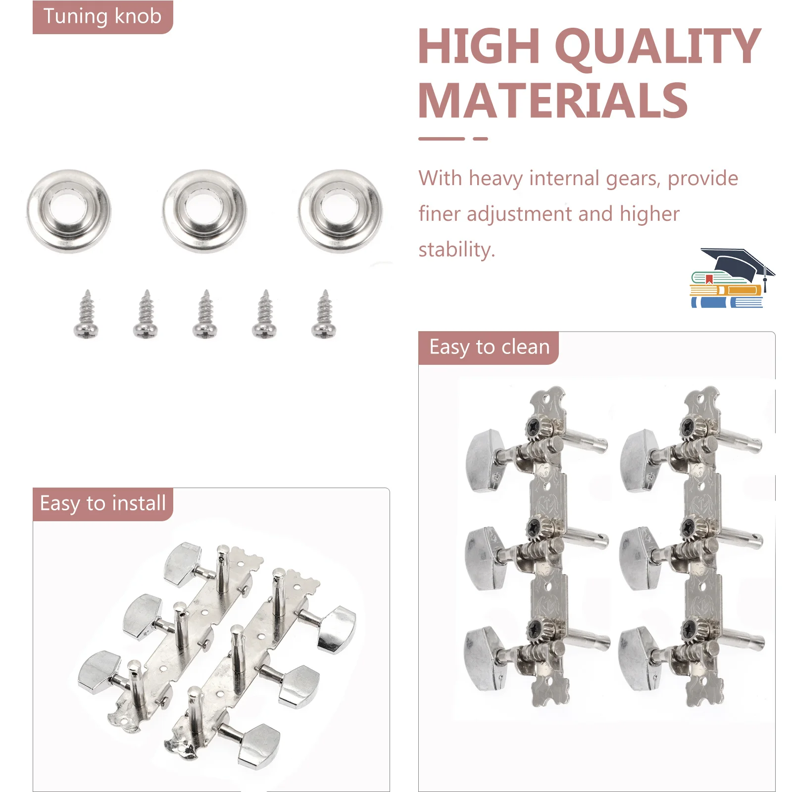 

1Set Guitar String Tuning Pegs Professional Guitar Parts Accessories Fine Workmanship Easy Installation Tuning Peg