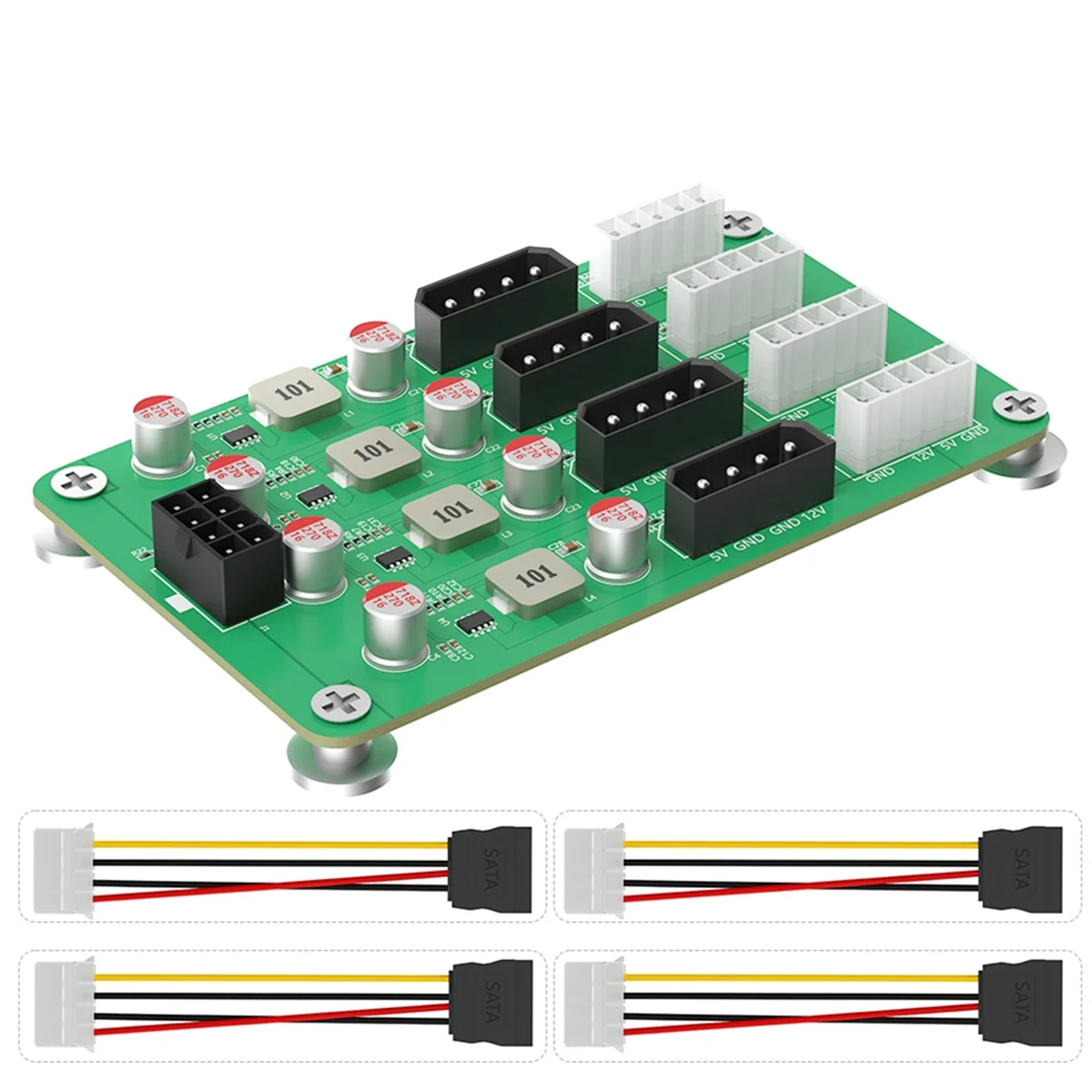 AB02 ATX 6/8pin 12v to 8 Ways 5v/12v 3A Power Adapter for ATX PSU and 2.5'/3.5' SATA HDD Power Supply Breakout Board Adapter