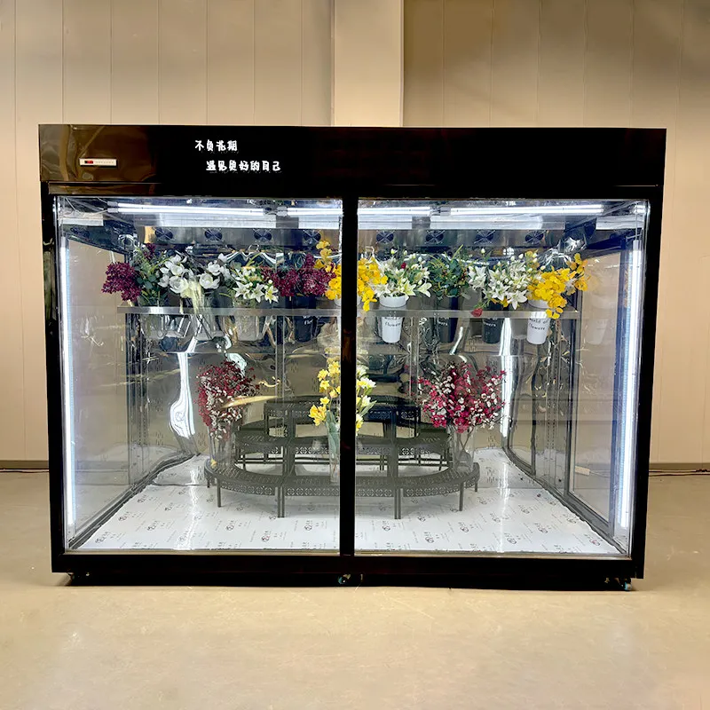 Integrated glass flower room cold storage shop special refrigerated air-cooled display cabinet custom