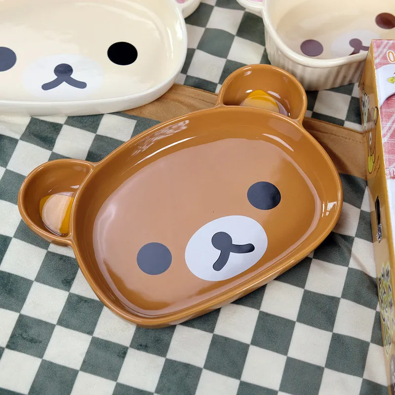 Rilakkuma Japanese Cartoon Bear Shaped Ceramic Plate Set Premium Large Serving Dish For Home Breakfast Sauce Daily Dining Use view 3
