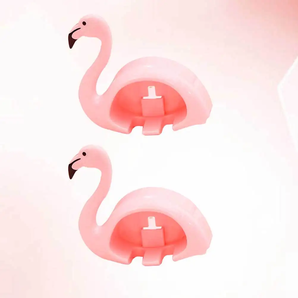 

2pcs Flamingo Shaped Suction Cup Toothbrush Mounted Bathroom Accessories Toothbrushes Organizer Stand Pink