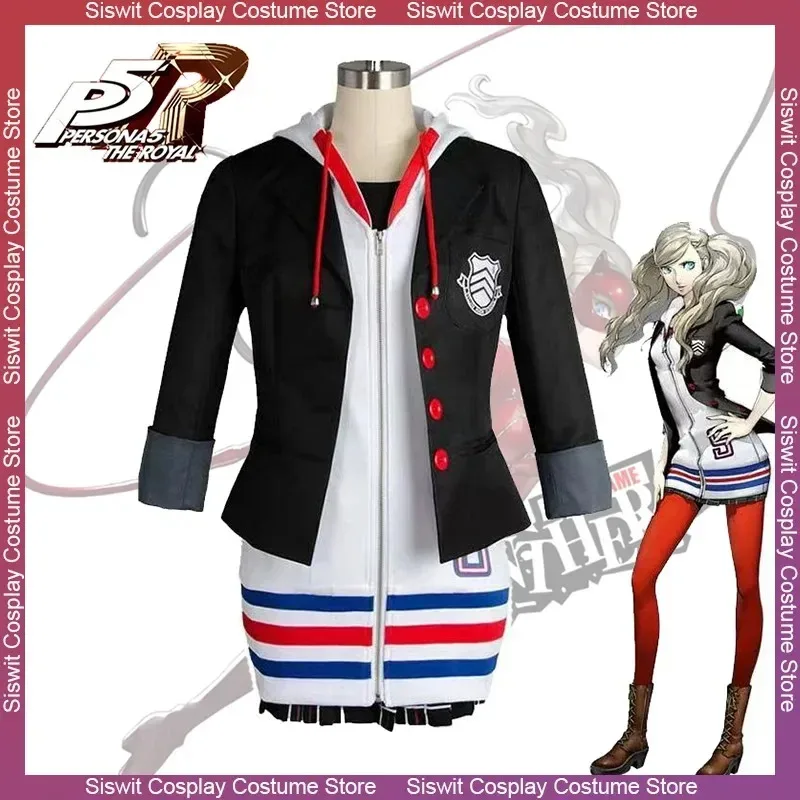 

Anne Takamaki Cosplay Costume Game P5 Women School JK Uniform Dress Accessories Full Set Anime Carnival Dress Up Party Outfits