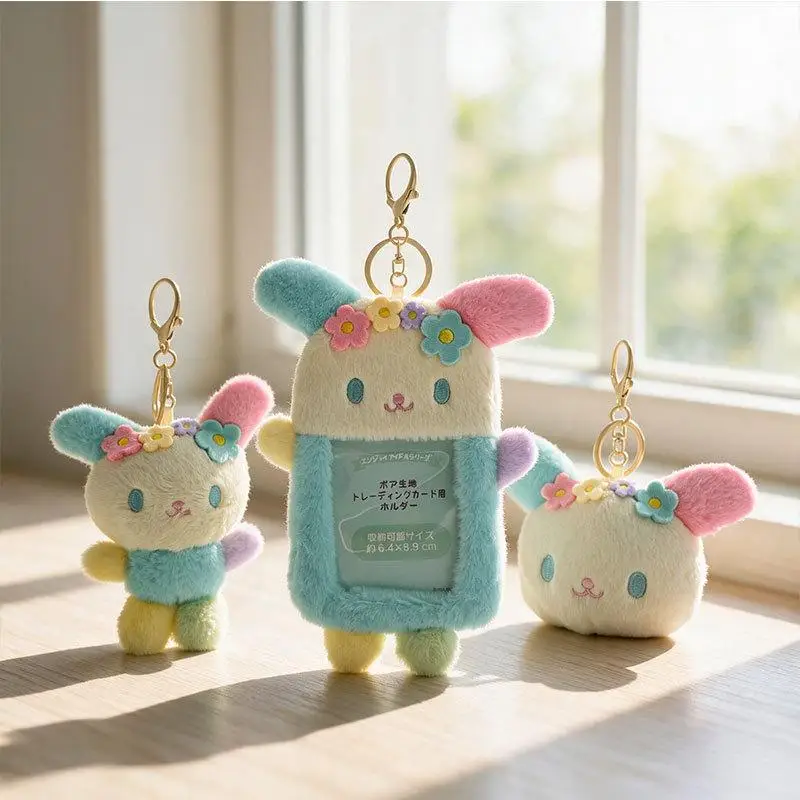 Cartoon Usahana Plush Coin Purse Multi Functional Kawaii Anime Rabbit Doll Transparent Card Bag Keychain Friend's Birthday Gift