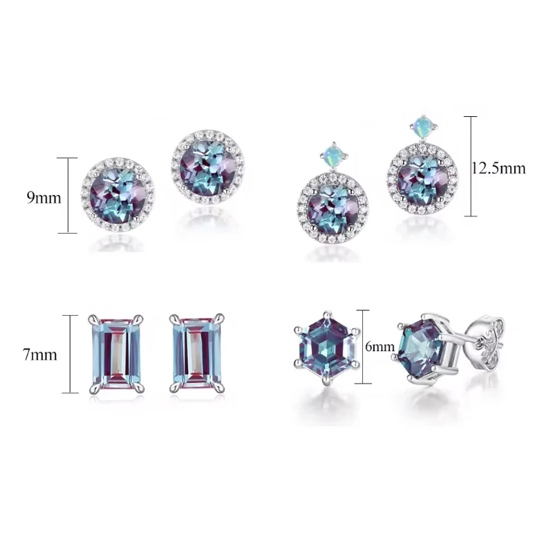 ALLNOEL Alexandrite Stud Earrings for Women 925 Silver June Birthstone Anniversary Gift Minimalism Fine Jewelry Dropshipping