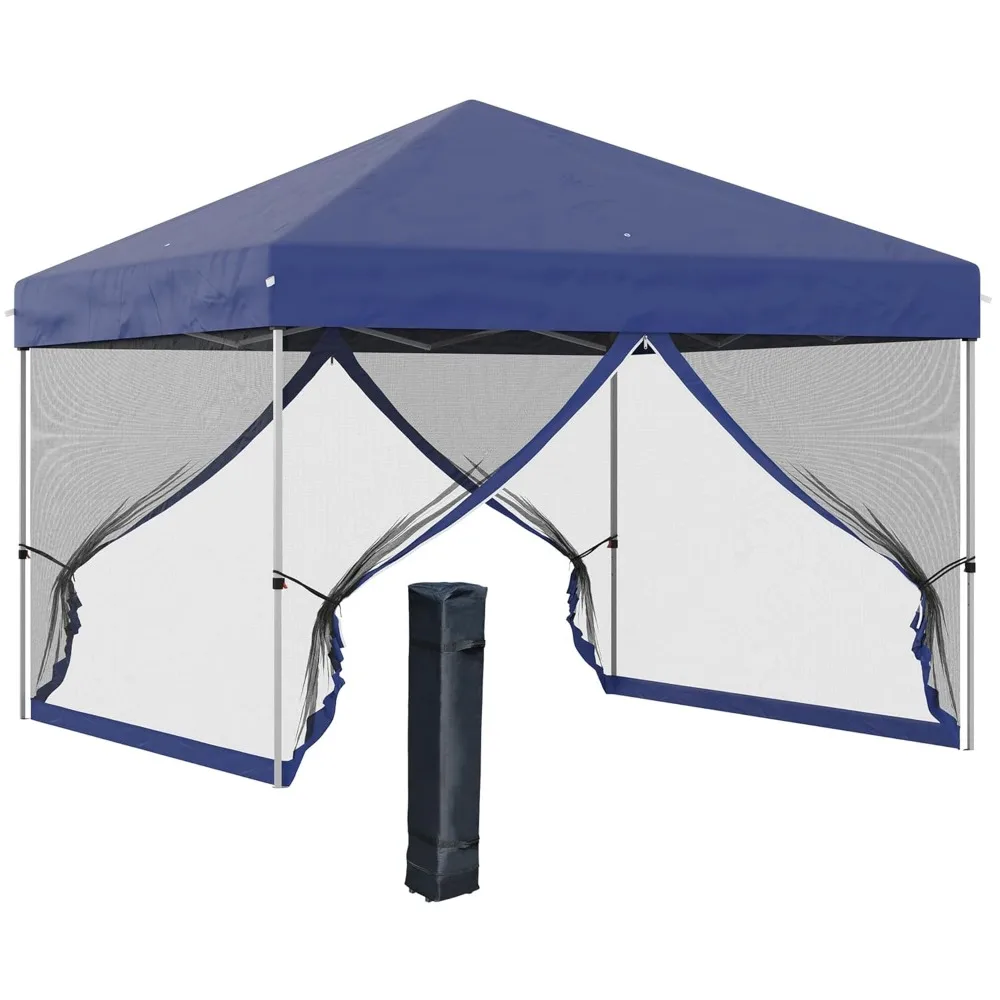 

10' x 10' Pop Up Canopy Tent, Tents for Parties with Wheeled Carry Bag, Screen House Room, Height Adjustable, Customized