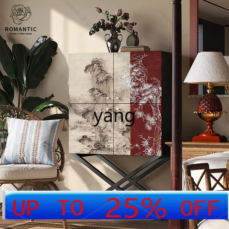 

CX solid wood dining side cabinet floor-to-ceiling retro storage size apartment type entrance corridor entrance cabinet