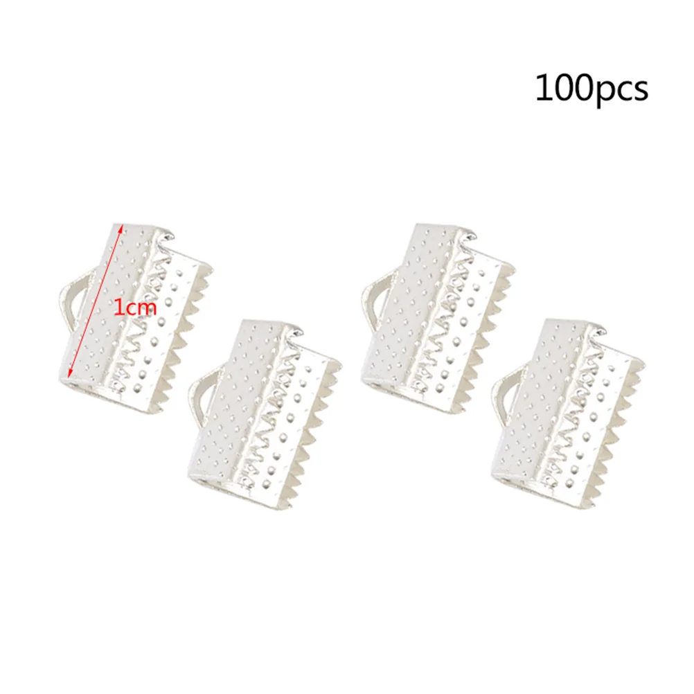 100 قطعة 1 سنتيمتر الحبل المعدني ينتهي تجعيد موصلات ل أساور القلائد محكم الشريط السحابات Findings بها بنفسك النتائج الحرفية مطلي الفضة #1