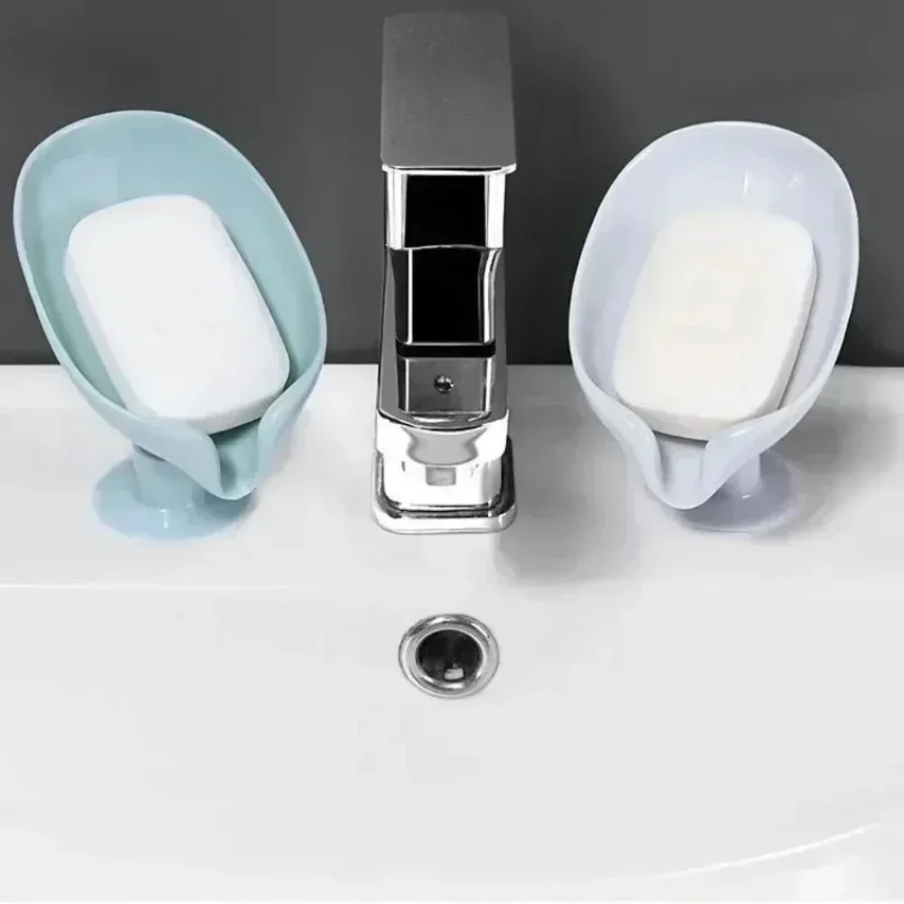 Drain Soap Holder Leaf Shape Soap Box Suction Cup Tray Drying Rack for Shower Sponge Container Kitchen Bathroom Accessories