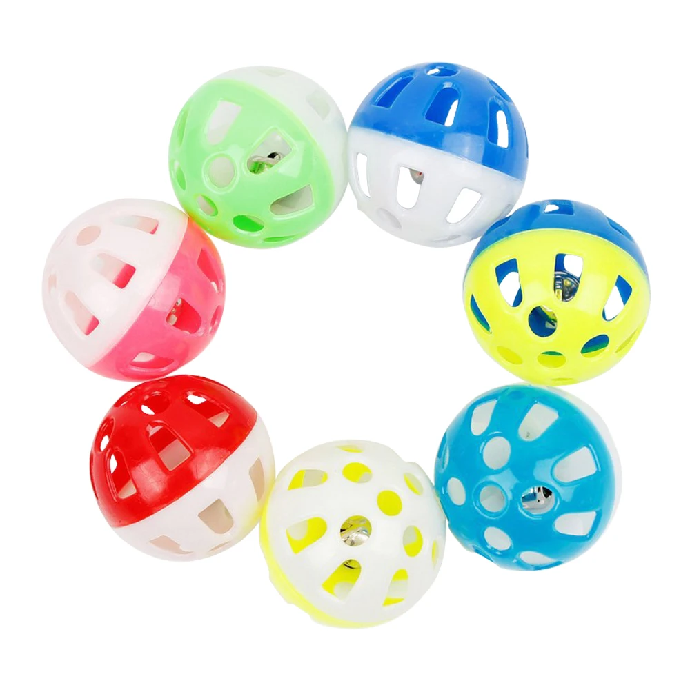 

7pcs/set Toys for Cat Ball with Bell Hollow out teasing pet toy Plastic Ball Interactive Cat Training Toys Cat Toy Pet Supplies