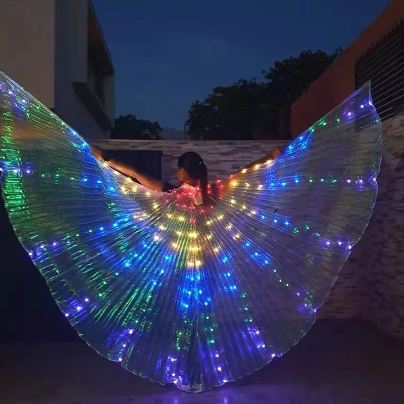 Belly Dance Accessories LED Dance Wing Cloak Glowing Butterfly Fairy Wing For Girl Women Birthday Wedding Perofrmence Supplies