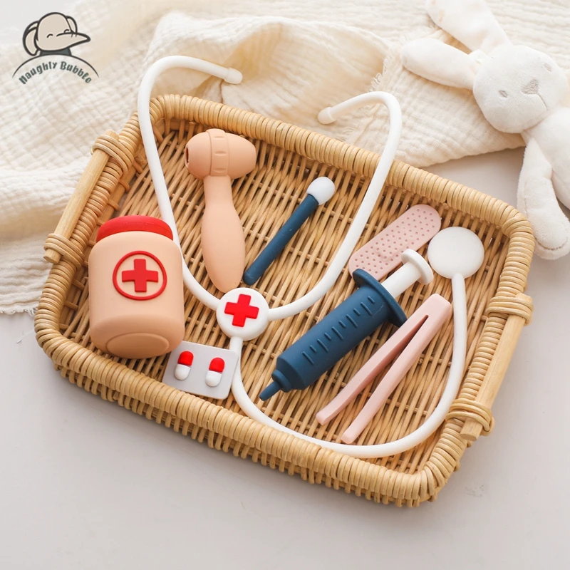 Ensemble de jouets médicaux en silicone sans Bpa pour bébé, jouets Montessori pour bébé, maison de jeu pour médecin, TeWindsor, apprentissage des connaissances médicales