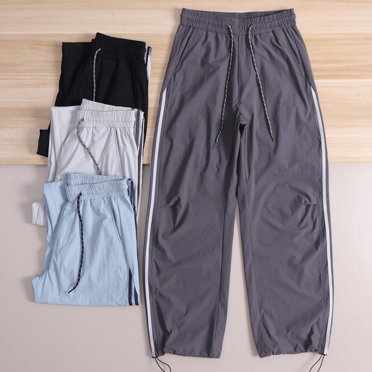 

Lightweight Outdoor Sports Casual Pants Men's Women's Breathable Quick Dry Drawstring Waist Straight Leg Pants