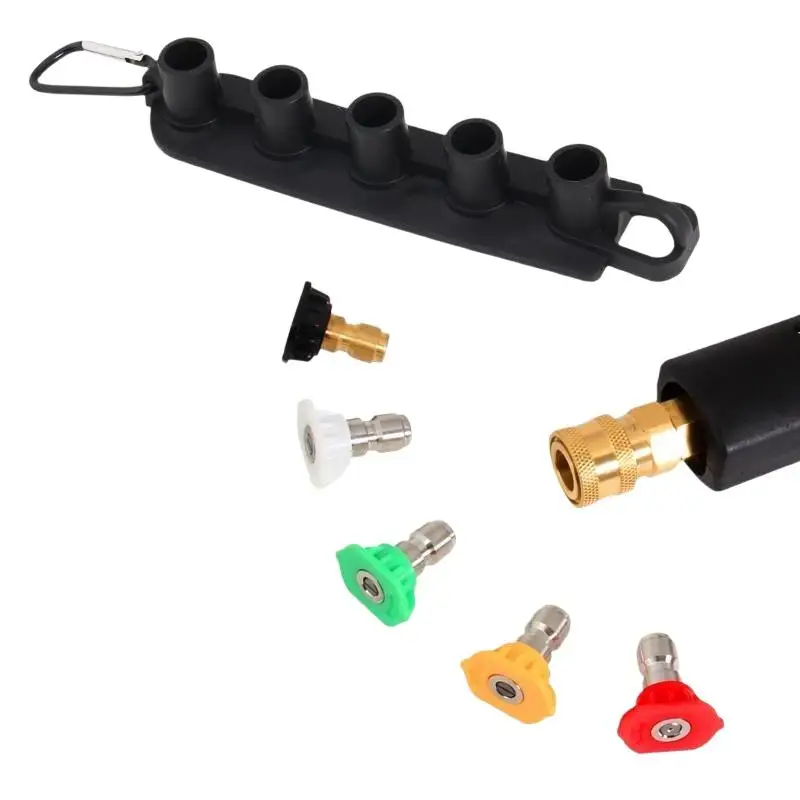 △ Universal Pressure Washer Tips Multiple Degrees Nozzle 1/4 Inch Quick Connect With Nozzle Holder 5 Spray Nozzle Tips