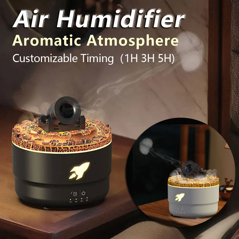 Creative Volcanic Crack Light Artillery Air Humidifier Aromatherapy Diffuser for Home Desktop Ring Spray Electric Aroma Diffuser