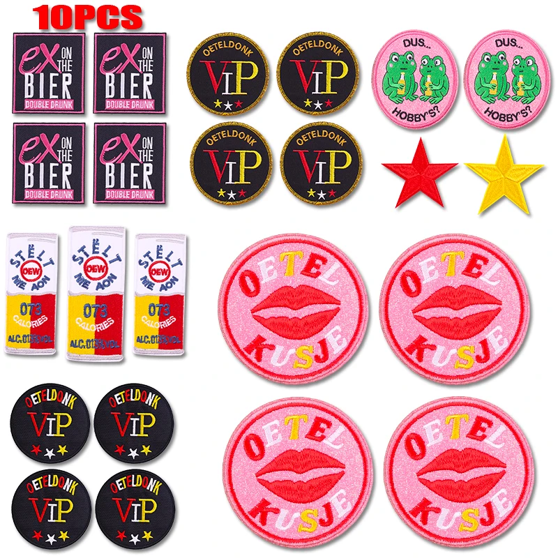 10PCS/lots Netherland Oeteldonk Emblem Embroidered Patches For Clothes Iron On Patches For Clothing Netherland Carnival Patch