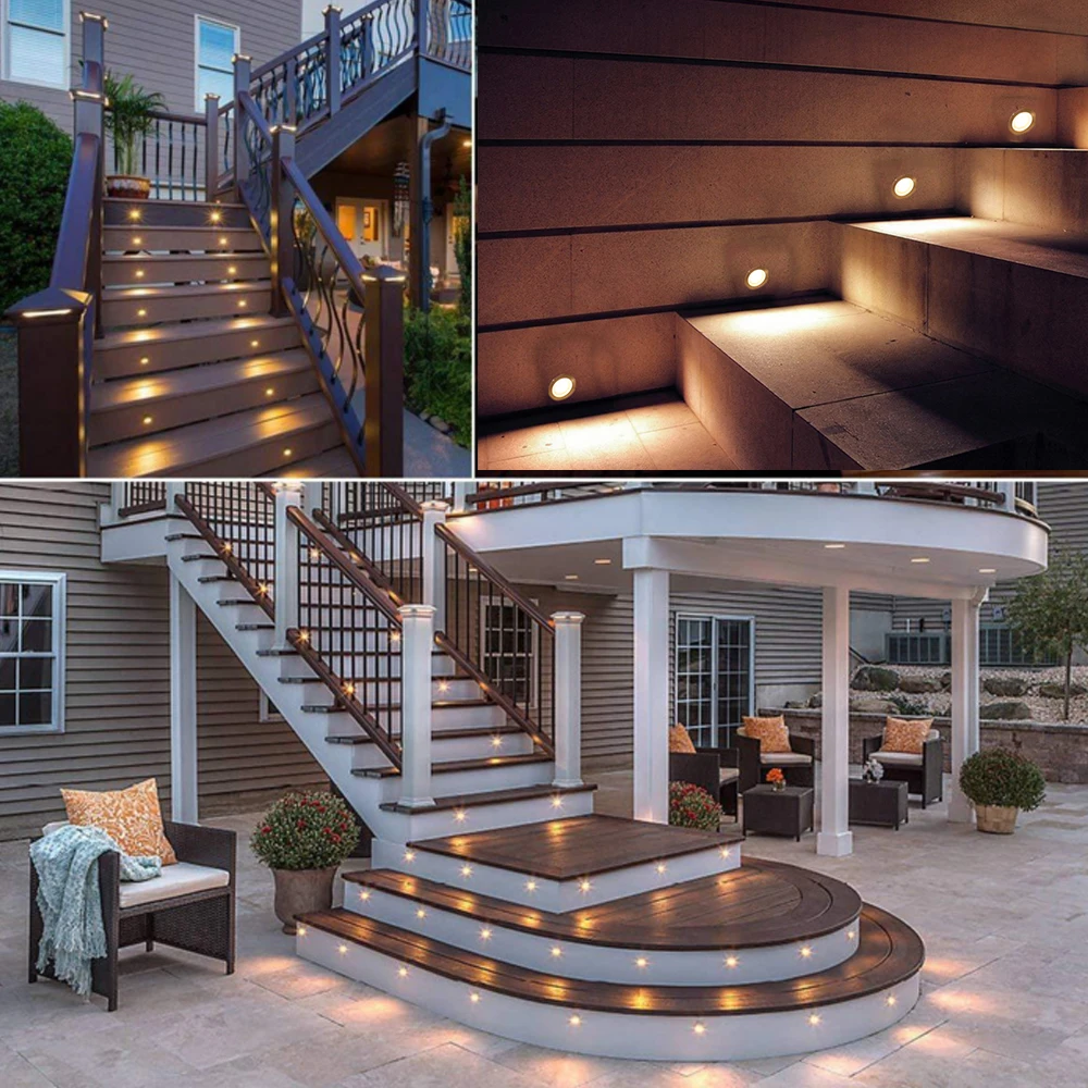 10/16PCS LED Deck Light DC12V Outdoor Wateroof Recessed Underground Bulb Lamp EU/AU/UK/US Plug For Courtyard Garden Step Stairs