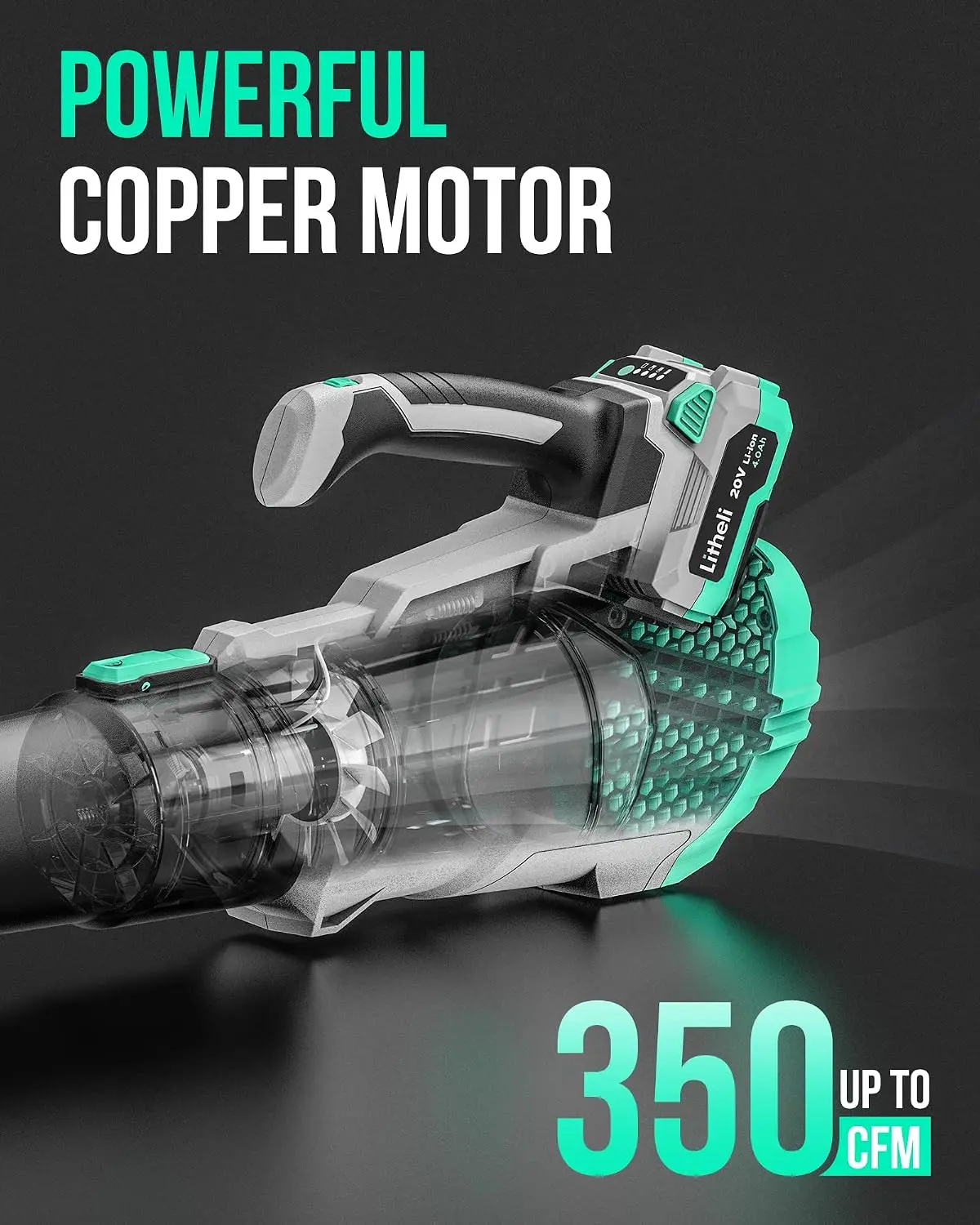 20V Cordless Leaf Blower 350 CFM 85 MPH, Variable Speeds Electric Leaf Blower Powered for Blowing Leaves, Dust, Snow, 4.0 Ah & F