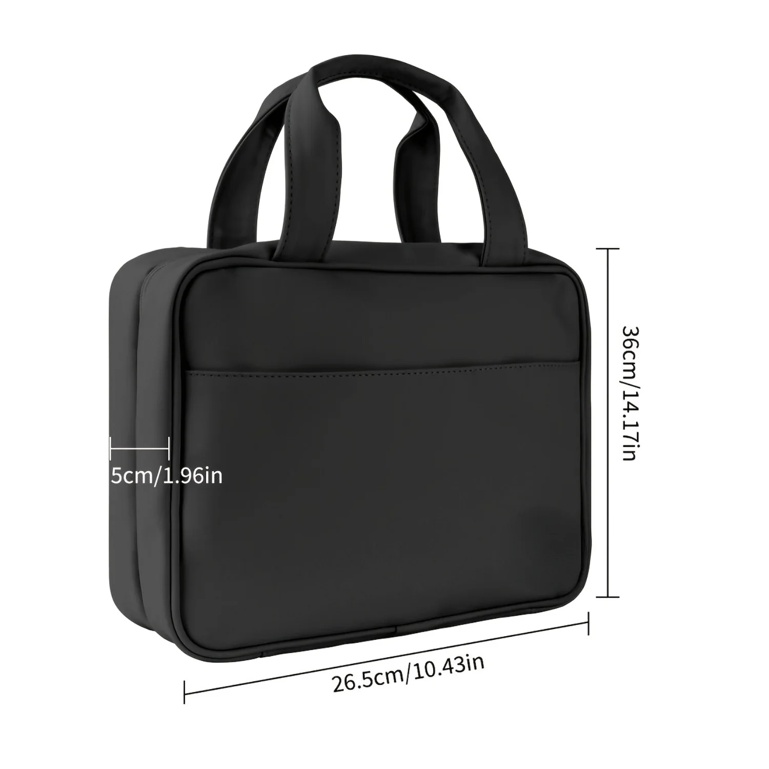 HZB-501 Handheld Makeup Bag - Sleek Black Design, Travel Size, Water-Resistant - On-The-Go Beauty Essentials