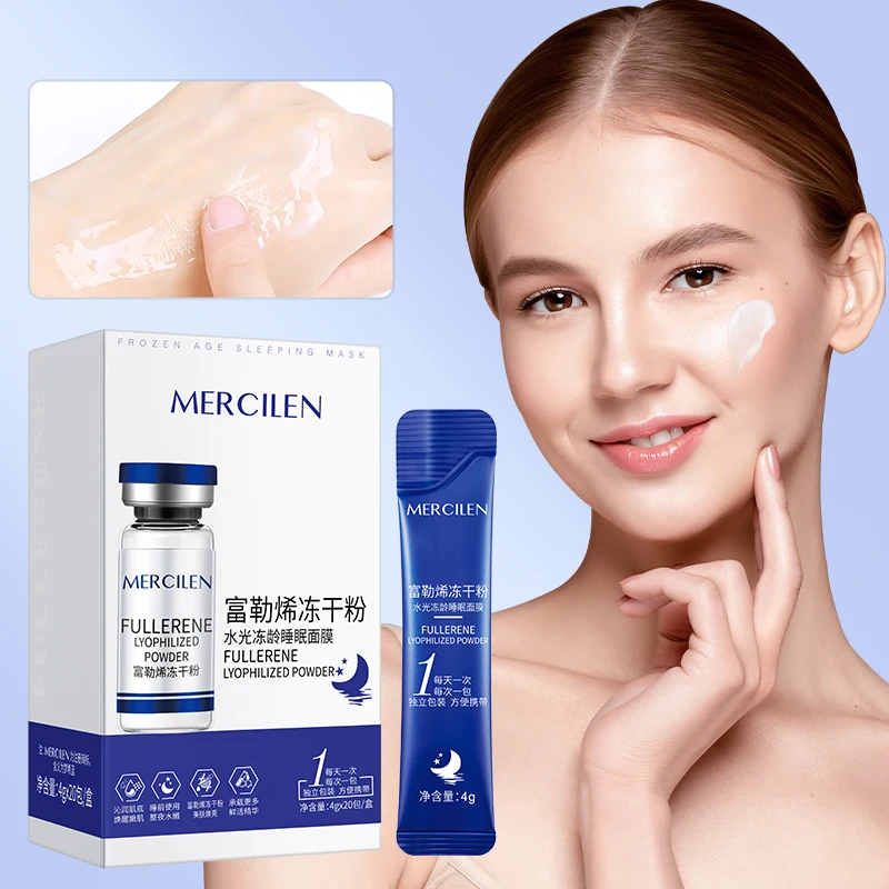 Mercilen Fullerene Freeze-Dried Powder Sleeping Mask 4Gx20 Packs, Contains Niacinamide and Hyaluronic Acid to Moisturize and Brighten Facial Skin, Making Skin Look Younger, Suitable for All Skin