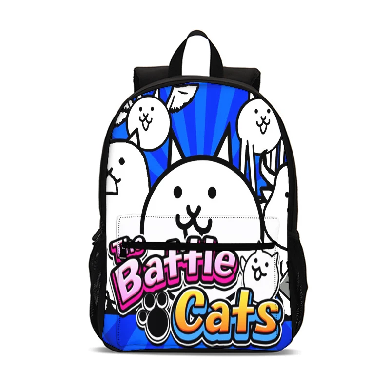 حقيبة ظهر The Battle Cats مقاس 47 سم/18.5 بوصة حقيبة مدرسية ذات سعة كبيرة حقائب كتب للطلاب حقيبة ظهر للكمبيوتر للبنين والبنات أفضل متحركة